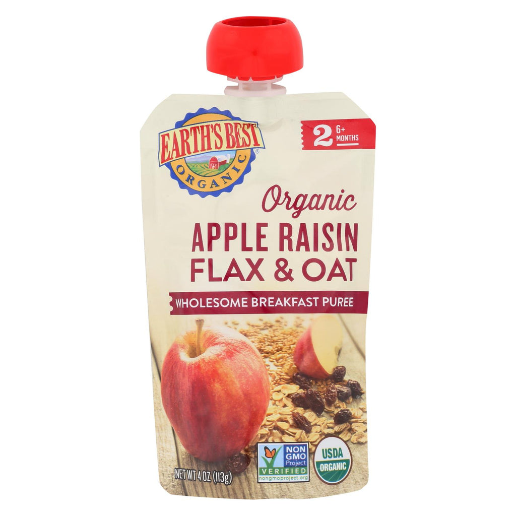 Earth's Best Organic Wholesome Breakfast Apple Raisin Pouch - Case Of 12 - 4 Oz.