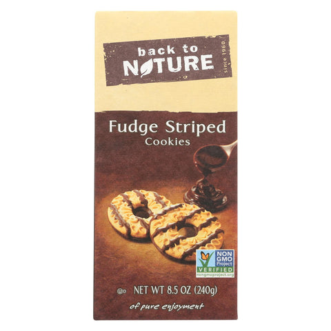 Back To Nature Cookies - Fudge Striped Shortbread - 8.5 Oz - Case Of 6