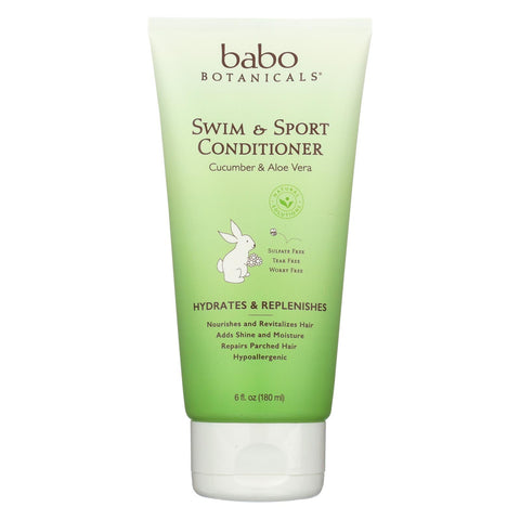 Babo Botanicals - Swim And Sport Detangling Conditioner - Cucumber Aloe Vera - 6 Oz