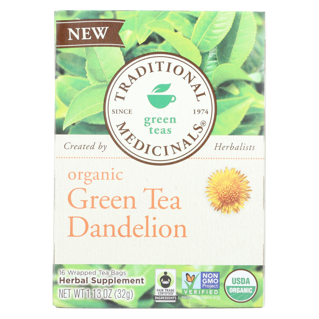 Traditional Medicinals Tea - Organic - Green Tea - Dandeln - 16 Ct - 1 Case