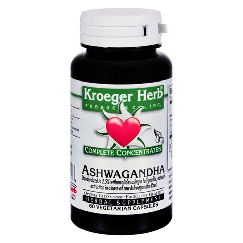 Kroeger Herb Ashwagandha - Complete Concentrate - 60 Vegetarian Capsules