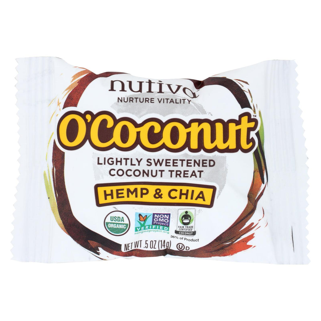 Nutiva Organic O Coconut Bar - Hemp And Chia - .5 Oz - Case Of 24