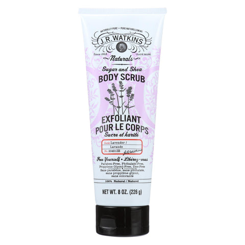 J.r. Watkins Body Scrub - 100 Percent Natural - Exfoliating - Sugar And Shea - Lavender - 8 Oz