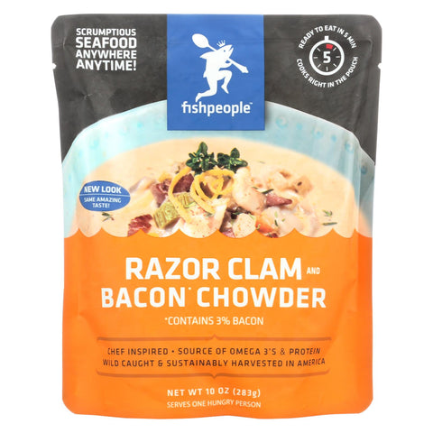 Fishpeople Razor Clam And Bacon Chowder - Case Of 12 - 10 Oz.