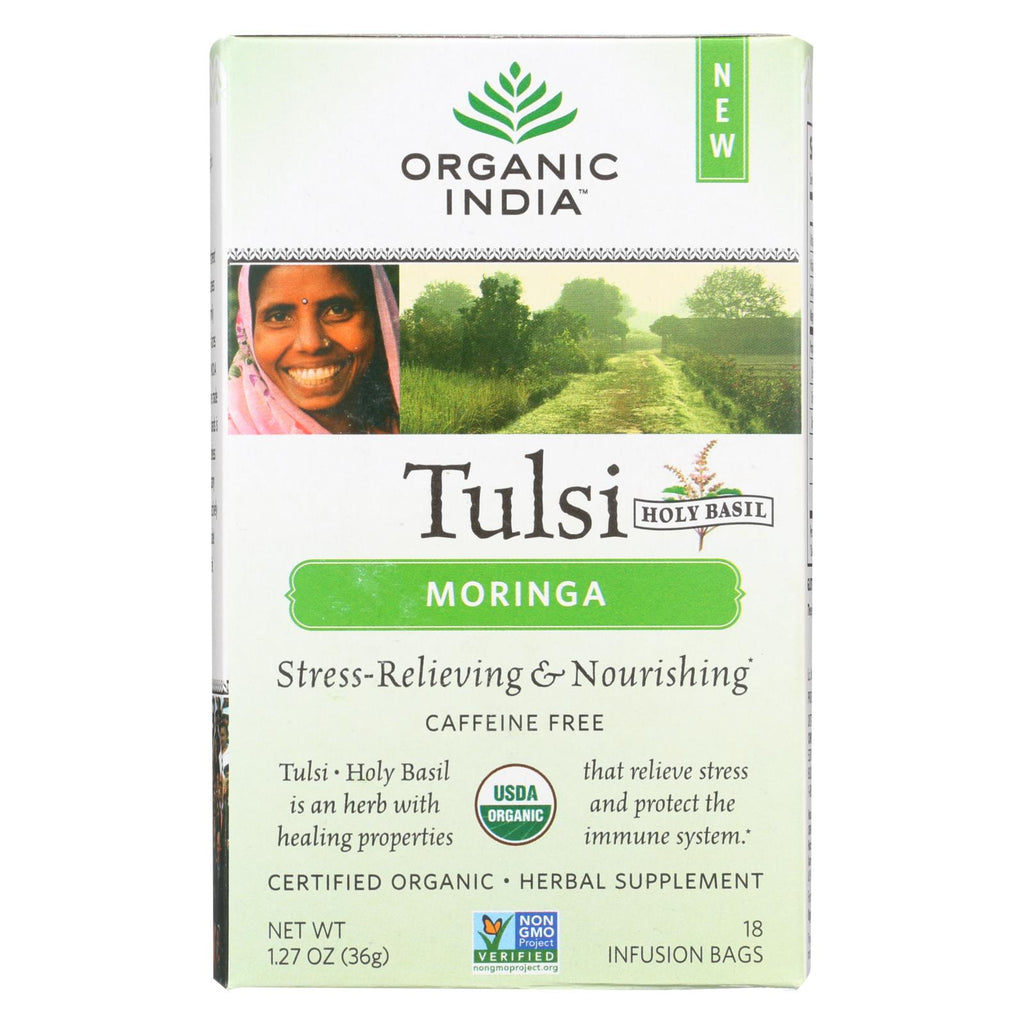 Organic India Tulsi Tea - Organic - Moringa - 18 Tea Bags - 1 Case