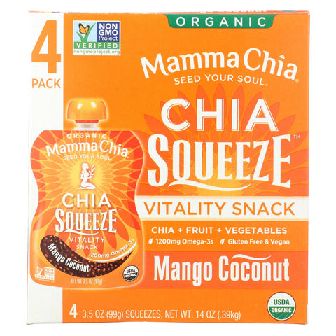 Mamma Chia Organic Chia Squeeze - Mango Coconut - Case Of 6 - 4-3.5 Oz