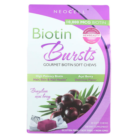 Neocell Laboratories Biotin Bursts - Chewable - Acai Berry - 30 Count