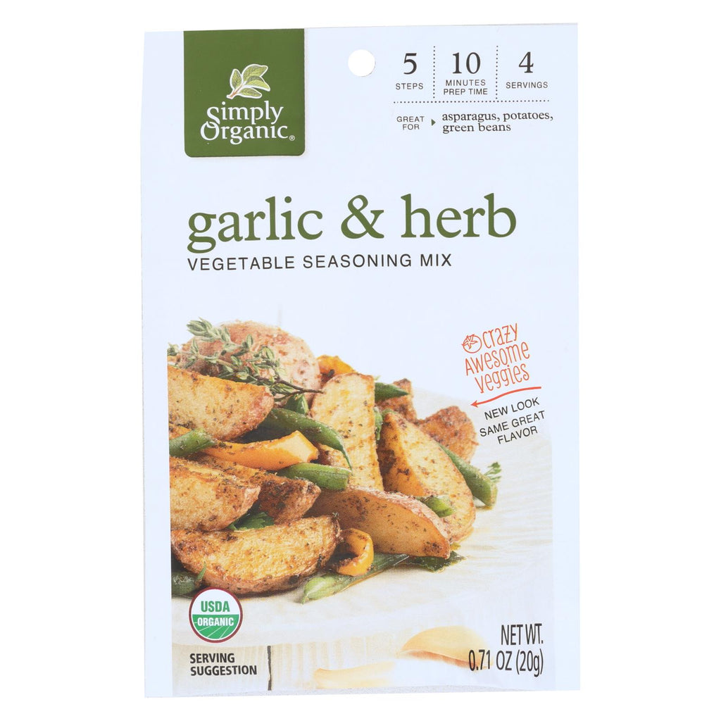 Simply Organic Vegetable Seasoning Mix - Organic - Garlic And Herb - .71 Oz - Case Of 12