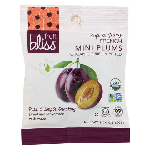 Fruit Bliss - Organic Dried Plums - French Agen - Mini - 1.76 Oz. - Case Of 12