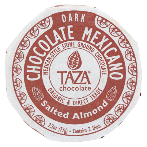 Taza Chocolate Organic Chocolate Mexicano Discs - 40 Percent Dark Chocolate - Salted Almond - 2.7 Oz - Case Of 12