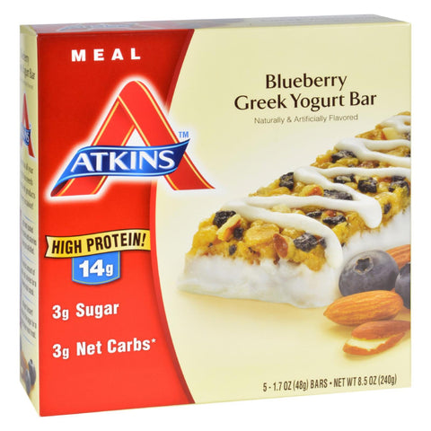 Atkins Advantage Bar - Blueberry Greek Yogurt - 5 Ct - 1.7 Oz - 1 Case