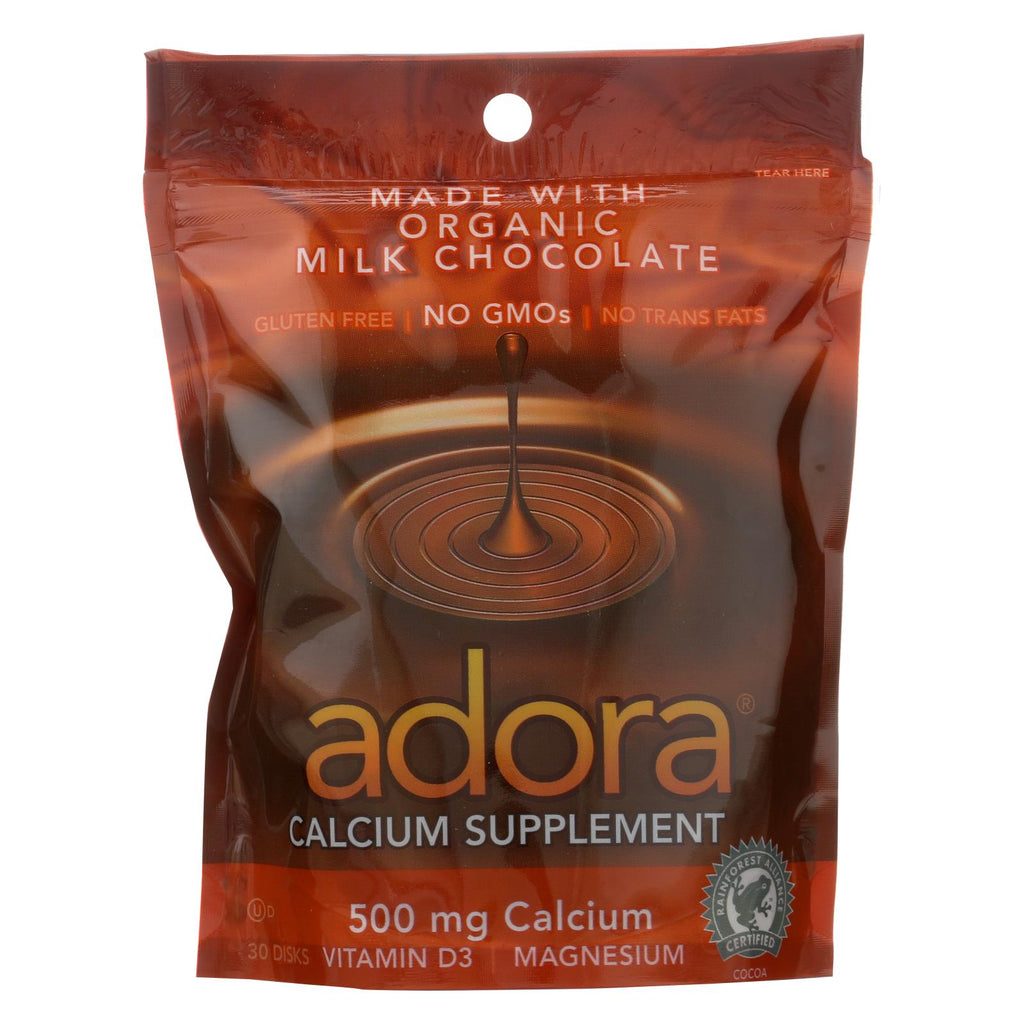 Adora - Organic Calcium Supplement Disk - Milk Chocolate - 30 Ct - 1 Case