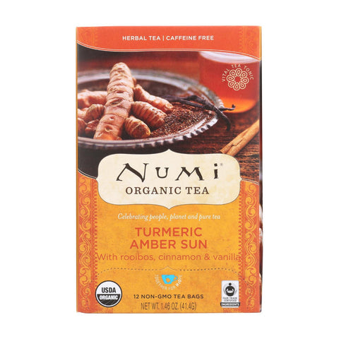 Numi Tea - Organic - Turmeric - Amber Sun - 12 Bags - Case Of 6