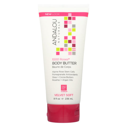 Andalou Naturals Body Butter - 1000 Roses - 8 Oz