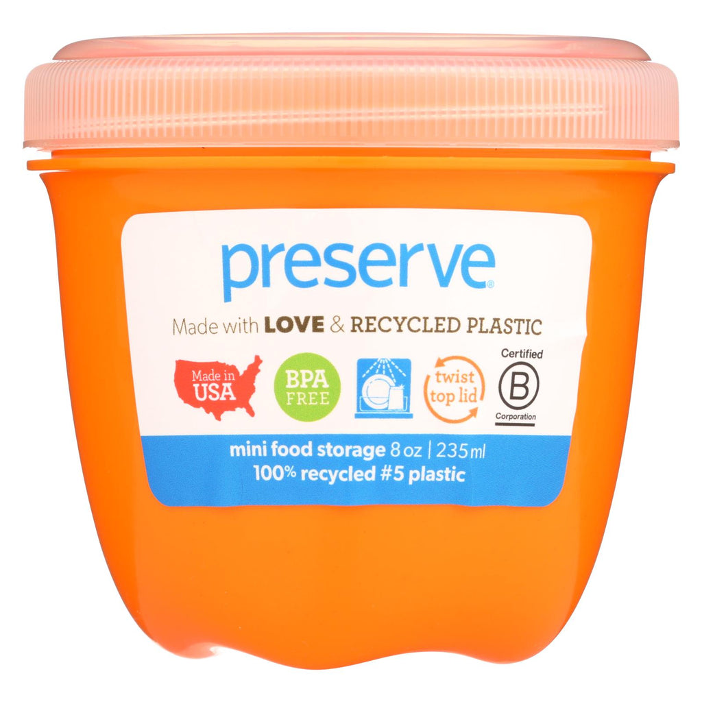 Preserve Food Storage Container - Round - Mini - Orange - 8 Oz - 1 Count - Case Of 12