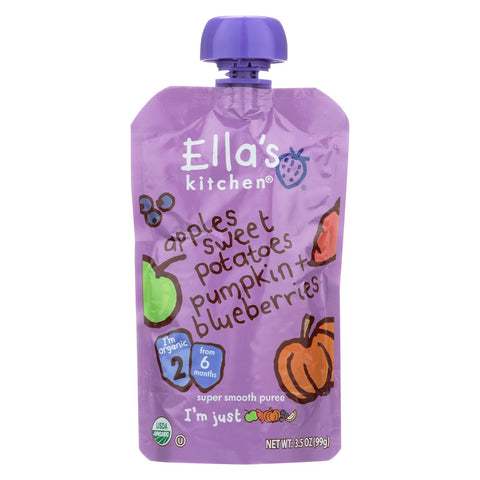 Ella's Kitchen Baby Food - Apples, Sweet Potatoes, Pumpkin And Blueberries - Case Of 12 - 3.5 Oz.