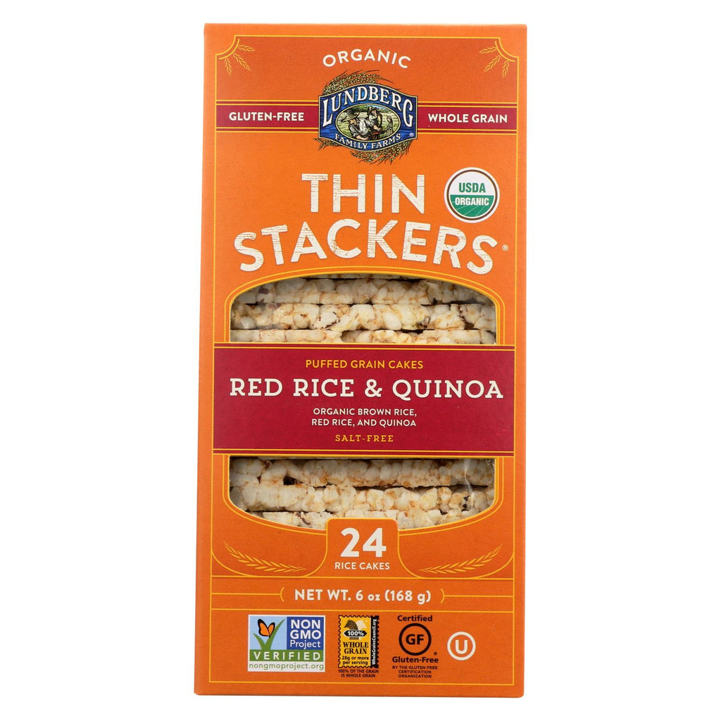 Lundberg Family Farms Organic Thin Stackers - Red Rice And Quinoa - Case Of 12 - 5.9 Oz.