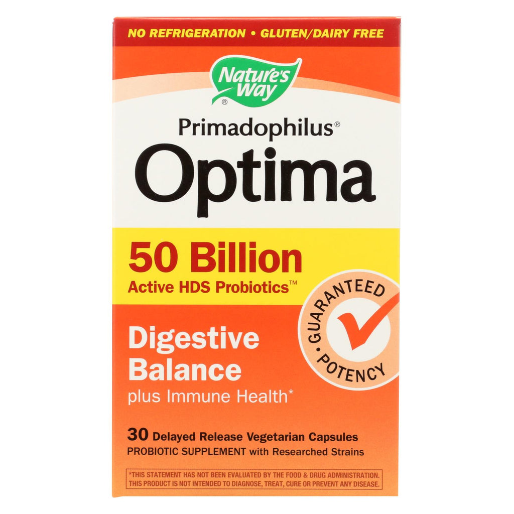 Nature's Way - Primadophilus Optima - Digestive Balance - 50 Billion - 30 Vegetarian Capsules