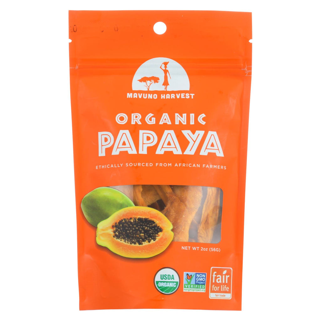 Mavuno Harvest - Organic Dried Fruit - Dried Papaya - Case Of 6 - 2 Oz.