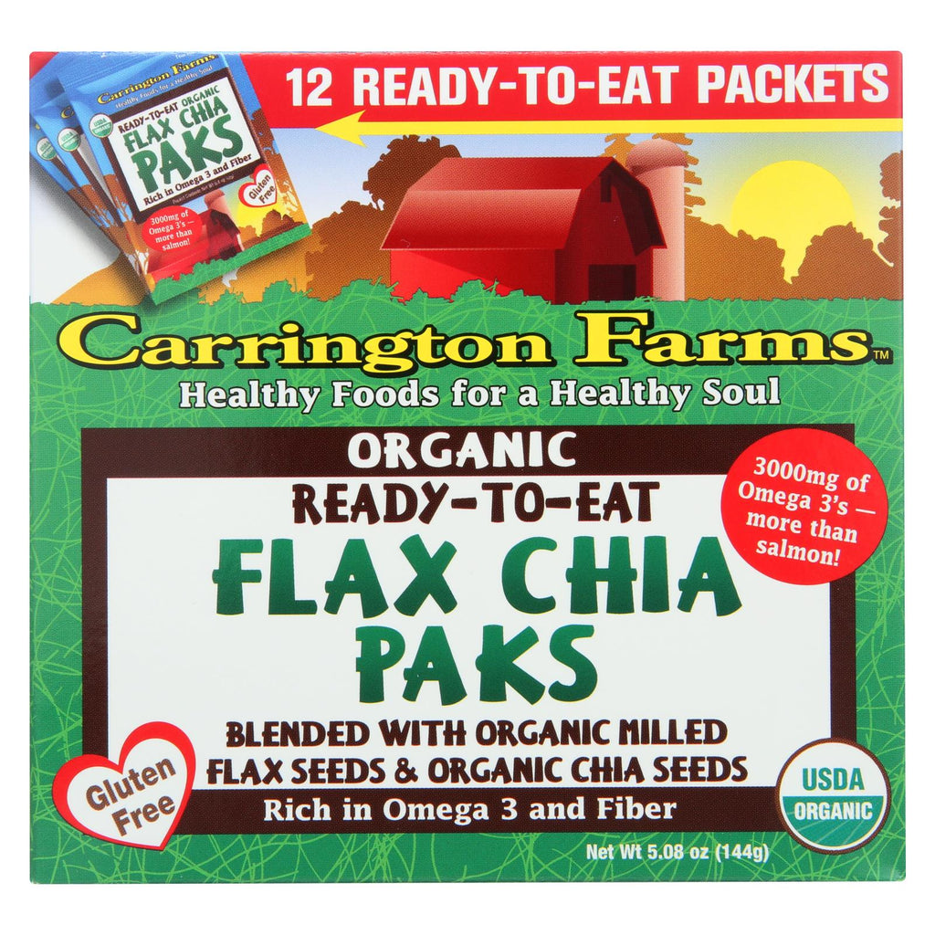 Carrington Farms Flax Paks - Organic - Ready To Eat - Chia - 12 Count - Case Of 6