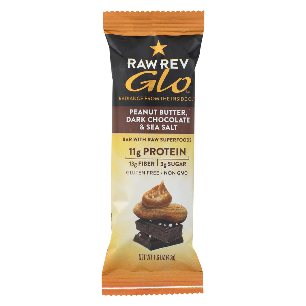 Raw Revolution Glo Bar - Peanut Butter Dark Chocolate And Sea Salt - 1.6 Oz - Case Of 12