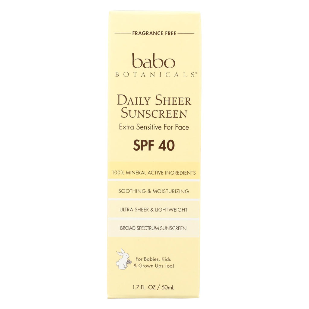 Babo Botanicals - Sunscreen - Daily Sheer - Spf 40 - 1.7 Oz