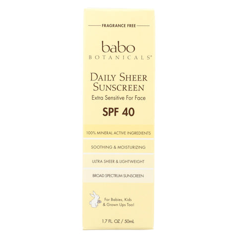 Babo Botanicals - Sunscreen - Daily Sheer - Spf 40 - 1.7 Oz