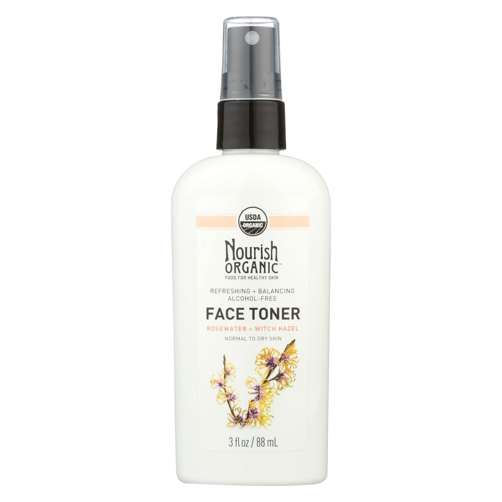 Nourish Organic Face Toner - Refreshing And Balancing - Rosewater And Witch Hazel - 3 Oz