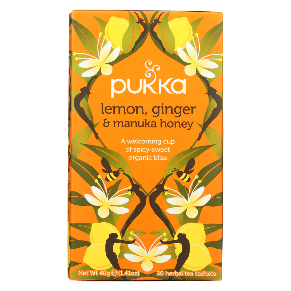 Pukka Herbal Teas Tea - Organic - Lemon Ginger And Manuka Honey - 20 Bags - Case Of 6