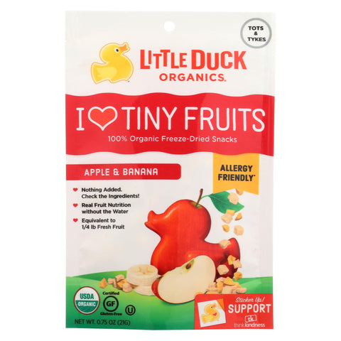 Little Duck Organics Freeze Dried Snacks - Apple And Banana - Case Of 6 - 0.75 Oz.