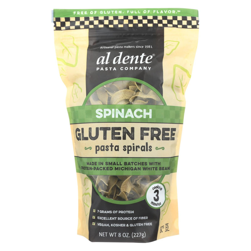 Al Dente - Gluten Free Pasta Spirals - Spinach - Case Of 6 - 8 Oz.