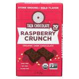 Taza Chocolate Stone Ground Organic Dark Chocolate Bar - Raspberry Crunch - Case Of 10 - 2.5 Oz.