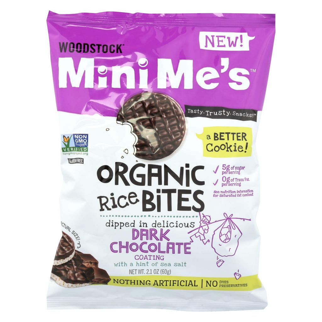 Woodstock Rice Bites - Organic - Mini Me's - Dark Chocolate - Sea Salt - 2.1 Oz - Case Of 8