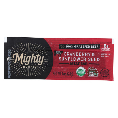 Organic Prairie Grass Fed Beef Mighty Bar - Cranberry And Sunflower Seeds - Case Of 12 - 1oz Bars