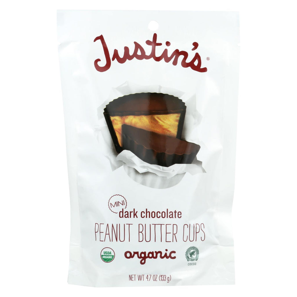 Justin's Nut Butter Peanut Butter Cups - Organic - Dark Chocolate - Mini - Case Of 6 - 4.7 Oz.