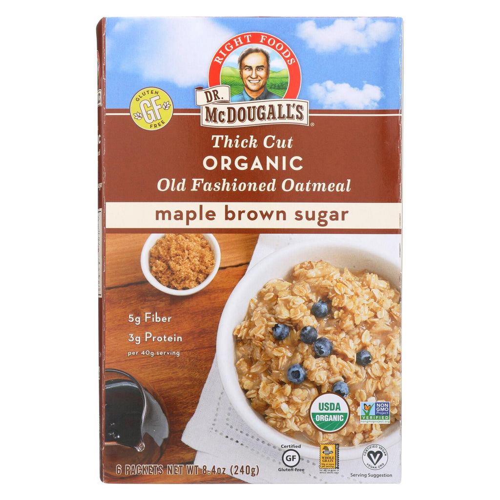 Dr. Mcdougall's Thick Cut Organic Maple Brown Sugar Oatmeal - Case Of 8 - 8.4 Oz.