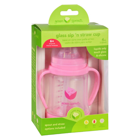 Green Sprouts Cup - Sip N Straw - Glass - 6 Months Plus - Pink - 1 Count