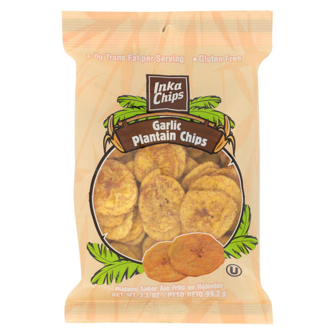 Inka Crops - Plantain Chips - Garlic - Case Of 12 - 3.5 Oz