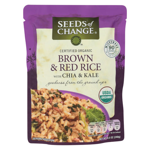 Seeds Of Change Organic Brown And Red Rice With Chia And Kale - Case Of 12 - 8.5 Oz