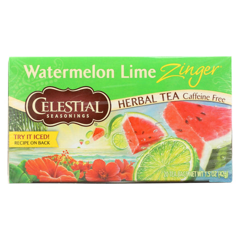 Celestial Seasonings Herbal Tea - Watermelon Lime Zinger - 20 Bags - Case Of 6