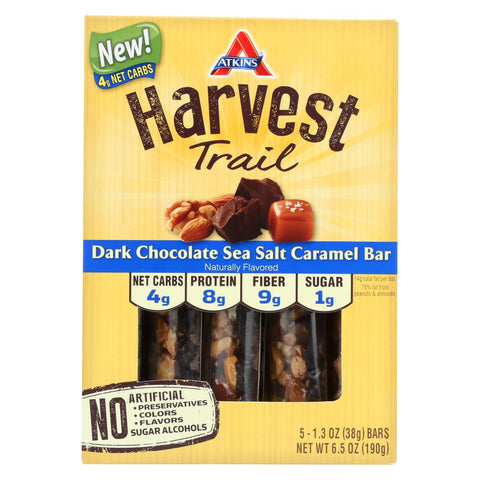 Atkins Harvest Trail Bar - Dark Chocolate Sea Salt Caramel - 1.3 Oz - 5 Count