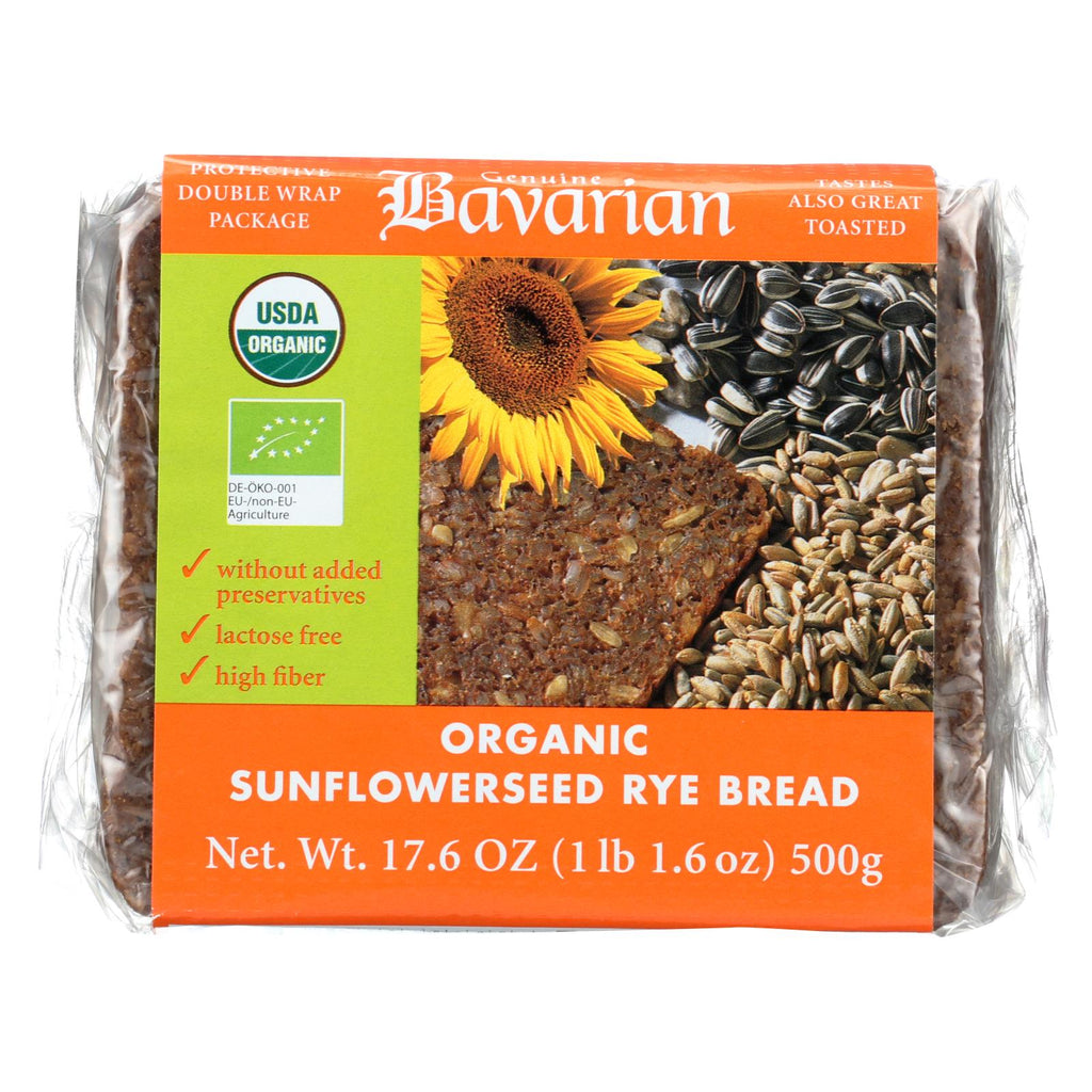 Genuine Bavarian Organic Bread - Sunflower Seed Rey - Case Of 6 - 17.6 Oz.