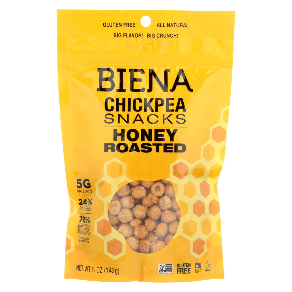 Biena Chickpea Snacks - Honey Roasted - Case Of 8 - 5 Oz.