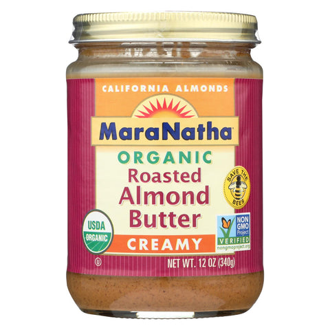 Maranatha Natural Foods Almond Butter - Creamy Roasted And Unsalted - Case Of 6 - 12 Oz.