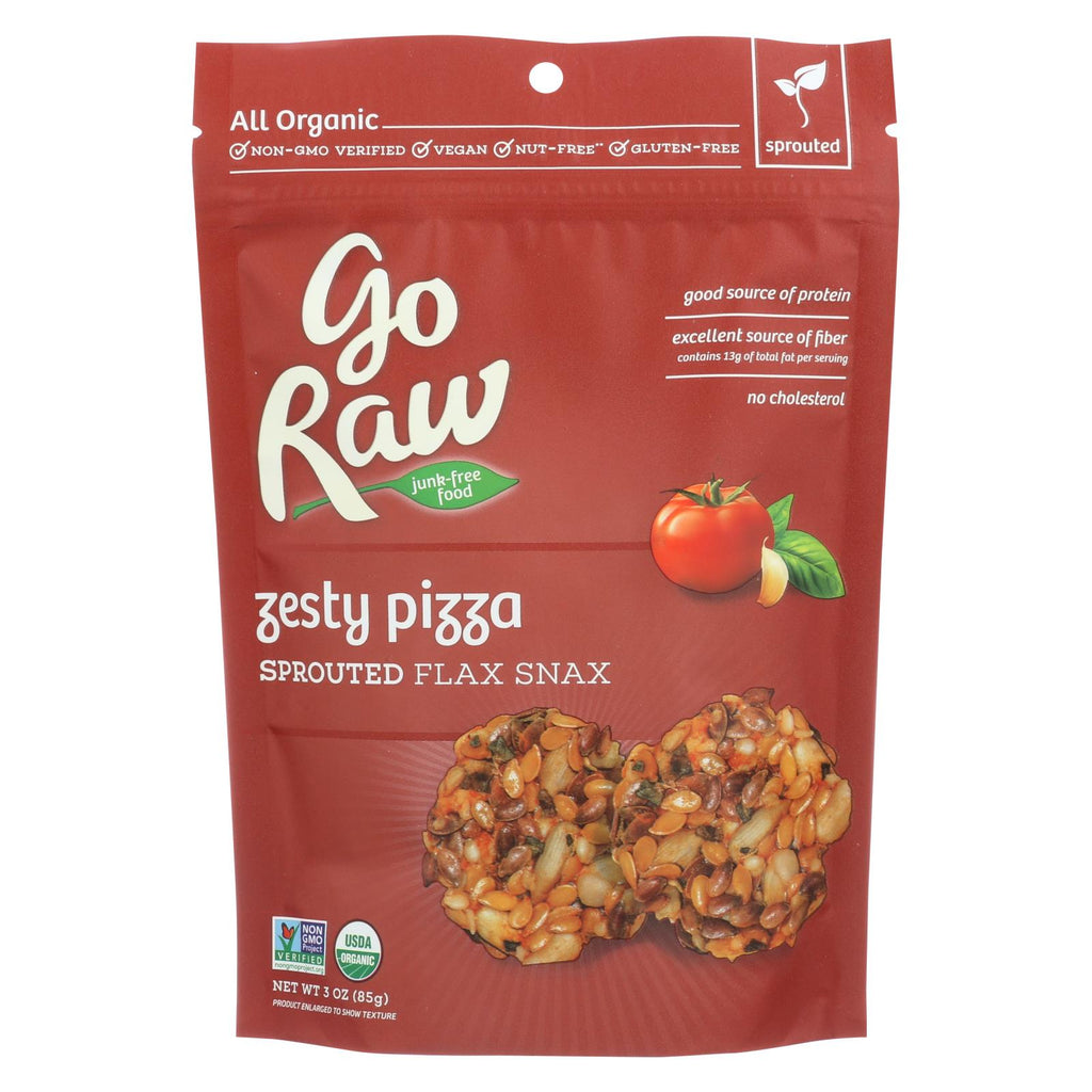 Go Raw - Organic Sprouted Flax Snax - Zesty Pizza - Case Of 12 - 3 Oz.