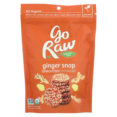 Go Raw - Organic Sprouted Cookies - Ginger Snap - Case Of 12 - 3 Oz.