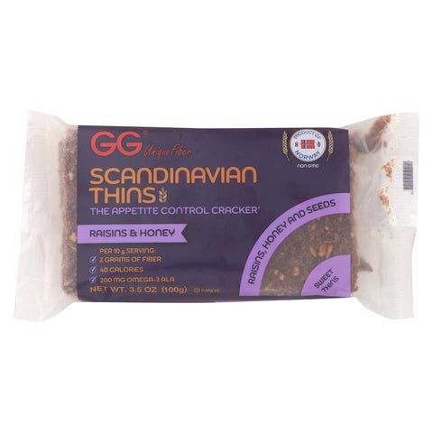 Gg Unique Fiber Scandinavian Thins With Raisin And Honey - Case Of 15 - 3.5 Oz.