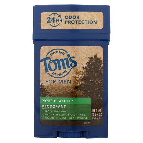 Tom's Of Maine Long Lasting Wide Stick Deodorant - North Woods - Case Of 6 - 2.25 Oz.