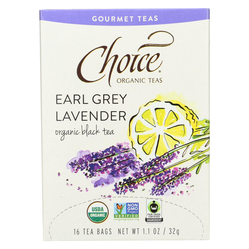 Choice Organic Gourmet Black Tea - Earl Grey Lavender - Case Of 6 - 16 Count