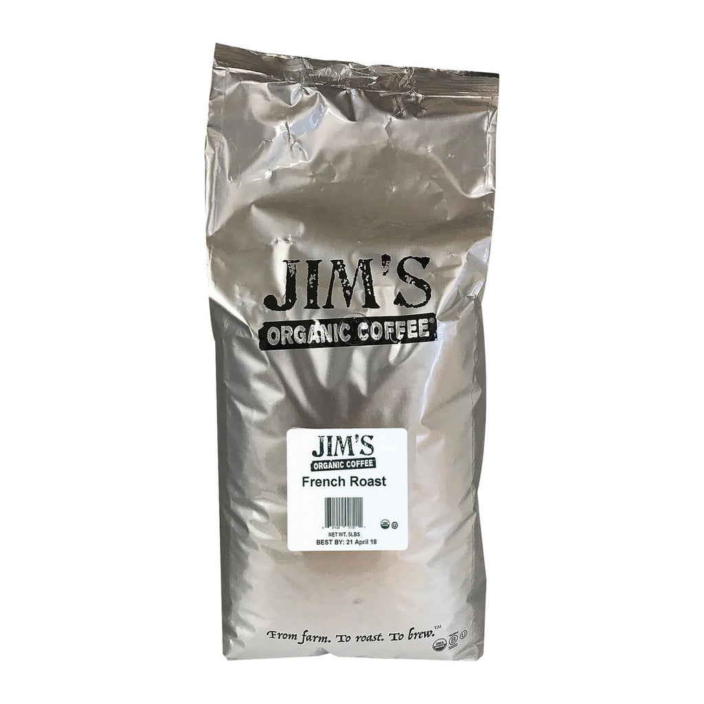 Jim's Organic Coffee - Whole Bean - French Roast - Bulk - 5 Lb.